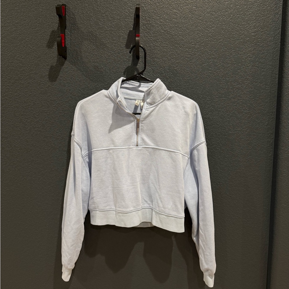 H&M Light Blue Cropped Women's Quarter-Zip Sweatshirt